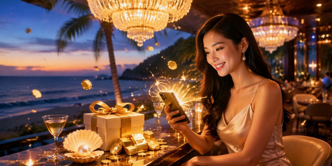Người dùng tại bãi biển Côn Đảo nạp tiền và nhận thưởng qua điện thoại khi trời chiều