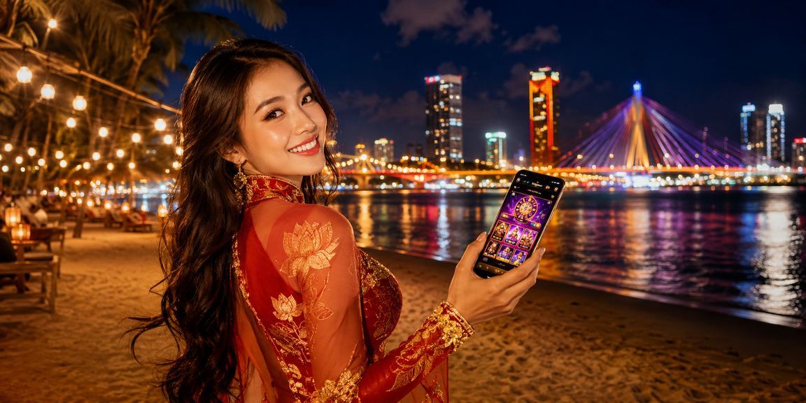 Người dùng Đà Nẵng sử dụng điện thoại truy cập ứng dụng casino và giải trí tại lễ hội