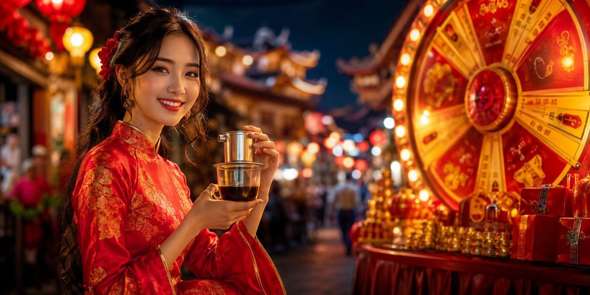 Người dùng tại Huế tham gia rút thăm may mắn và kiểm tra thông tin tài khoản trong không gian cà phê yên tĩnh